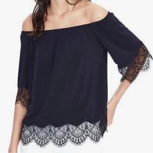 Banana Republic Navy Blue Lace Top XS NWT